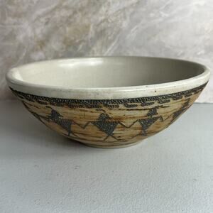 Andrea Winters Art Pottery Bowl 9.5" Folk Art Native American Pottery